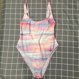 FOREVER 21 Multi color- pink/purple one swimsuit. Deep U shape back. Size L